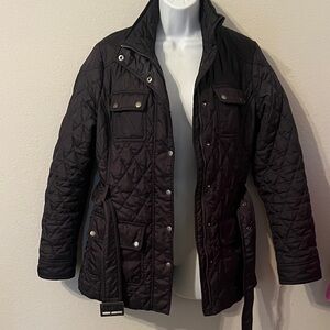 Banana Republic Quilted Black Utility Jacket with Belt